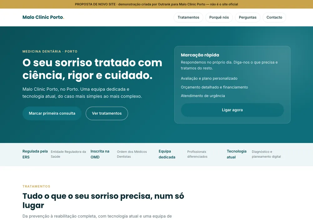 Ejemplo real de una web creada por Outrank